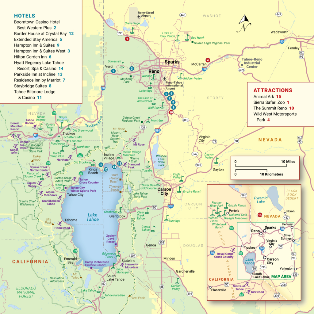 Lake Tahoe Maps And Reno Maps | Discover Reno Tahoe - Map Of Lake Tahoe Area California