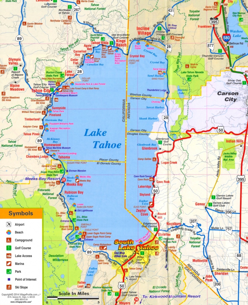 Lake Tahoe Tourist Attractions Map - Map Of Lake Tahoe Area California
