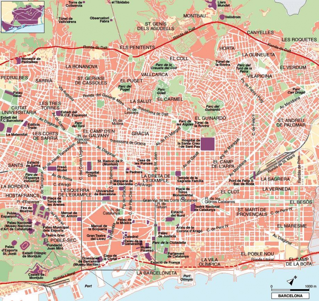 Large Barcelona Maps For Free Download And Print | High-Resolution - Barcelona Street Map Printable