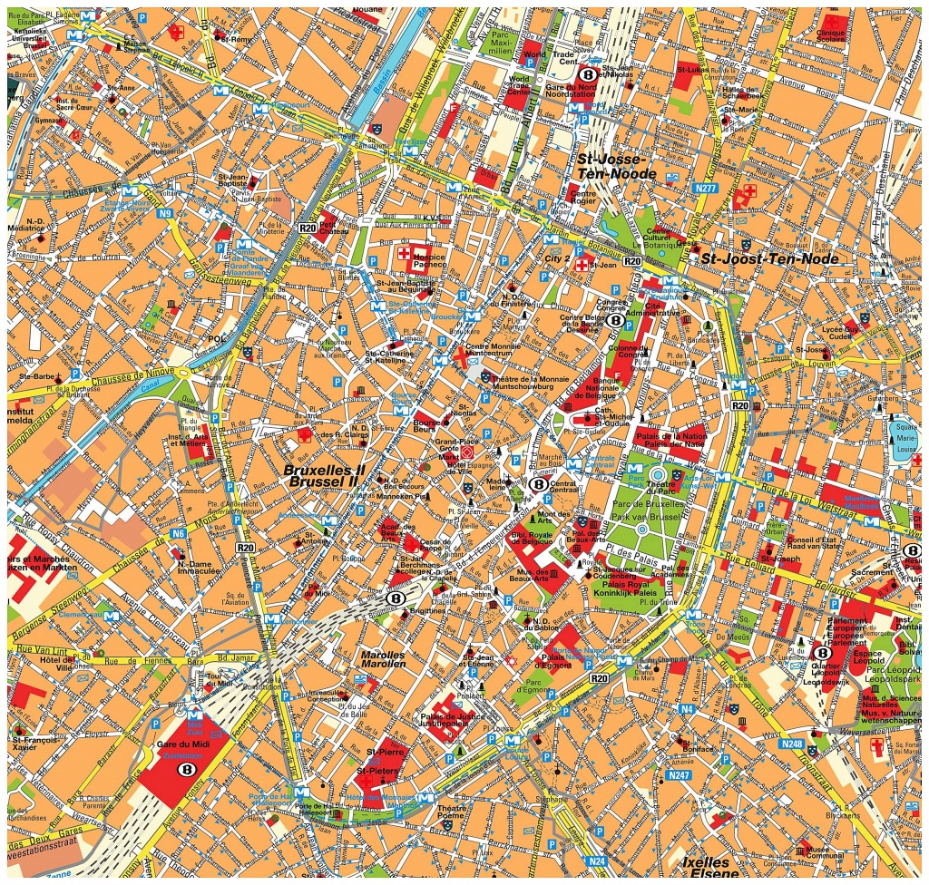 Large Brussels Maps For Free Download And Print | High-Resolution - Tourist Map Of Brussels Printable