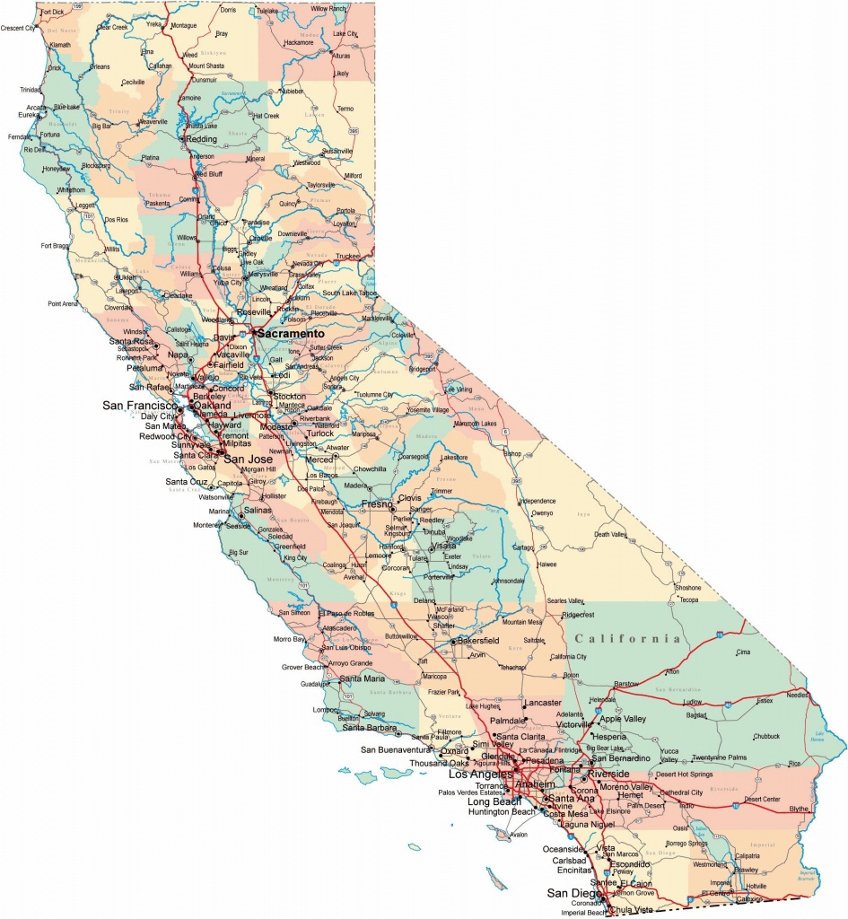 Large California Maps For Free Download And Print | High-Resolution - California Map With All Cities