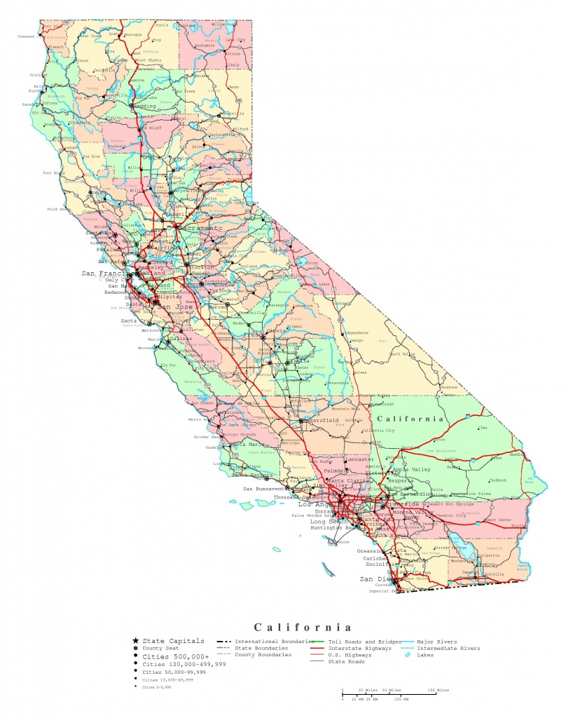 Large Detailed Administrative Map Of California State With Roads - Large Detailed Map Of California