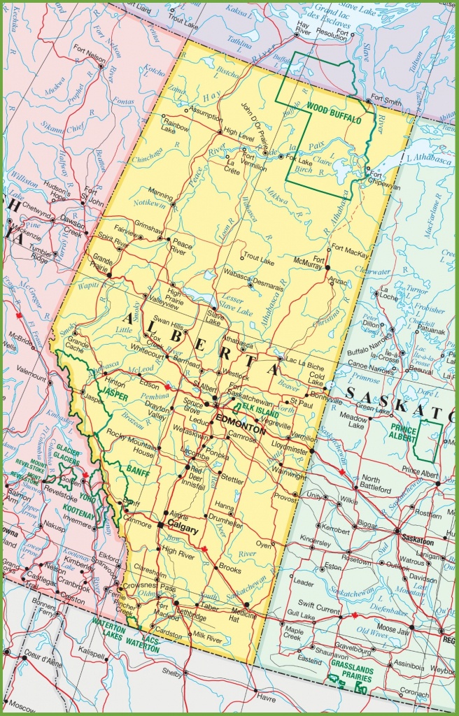 Large Detailed Map Of Alberta With Cities And Towns - Free Printable Map Of Alberta