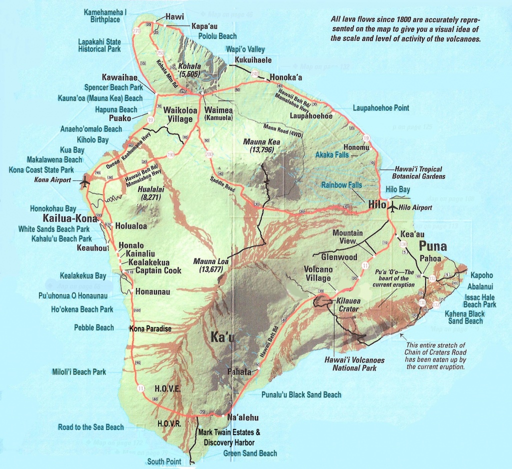 Large Detailed Map Of Big Island Of Hawaii With Roads And Cities - Big Island Map Printable