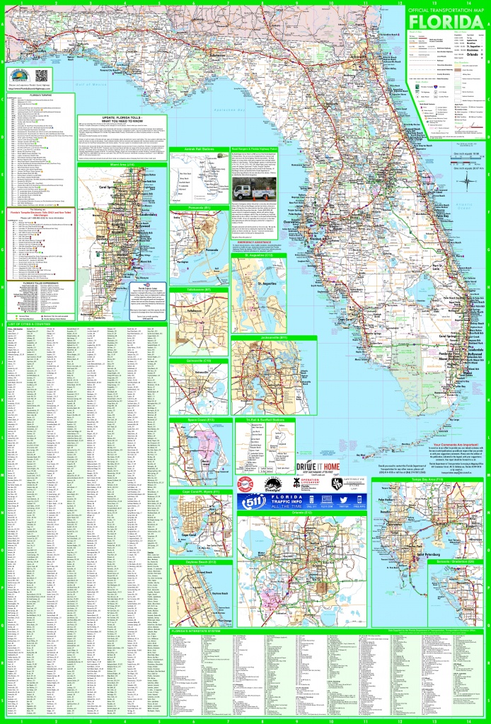 Large Detailed Map Of Florida With Cities And Towns - Florida Rest Areas Map