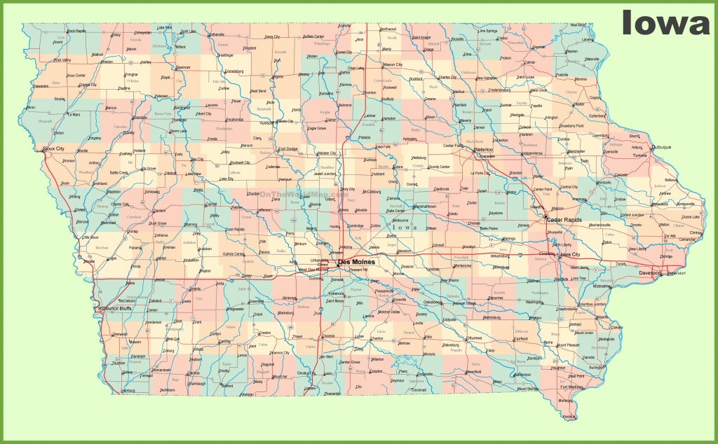 Large Detailed Map Of Iowa With Cities And Towns - Printable Map Of Iowa