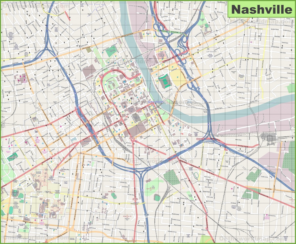 Large Detailed Map Of Nashville - Printable Map Of Nashville Tn