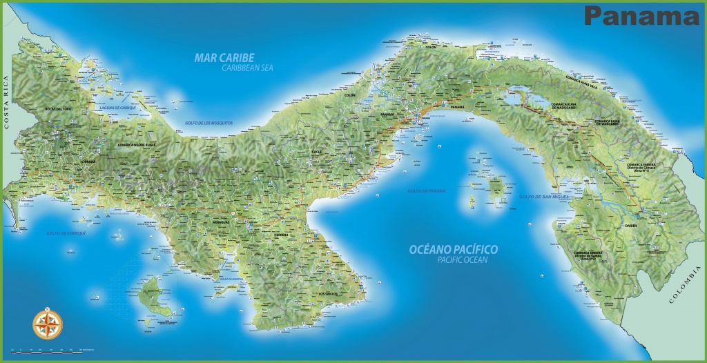 Large Detailed Map Of Panama With Cities And Towns - Printable Map Of Panama