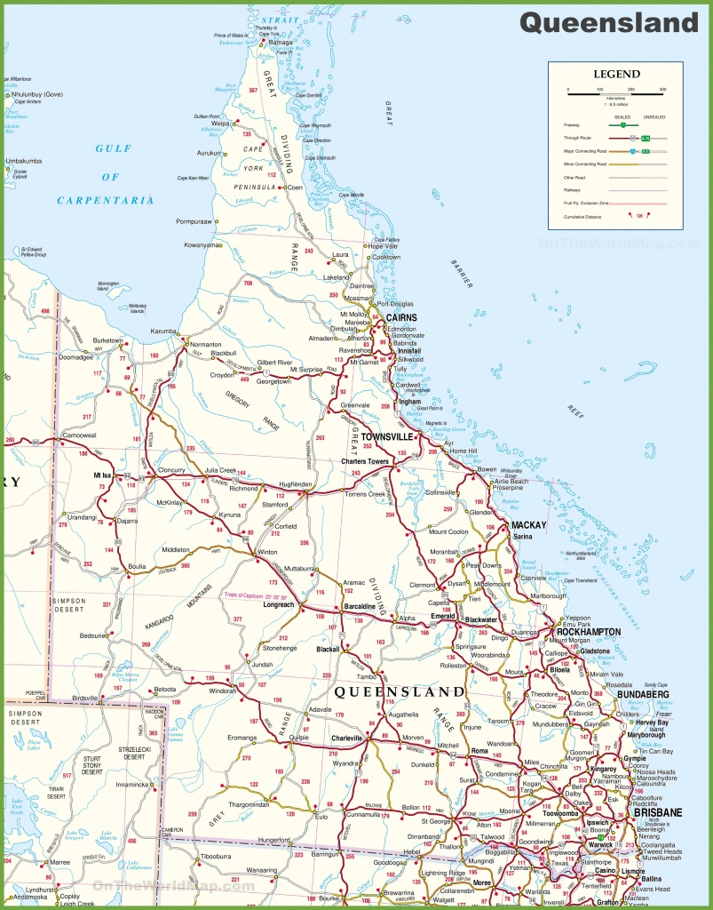 Large Detailed Map Of Queensland With Cities And Towns - Printable Map Of Queensland