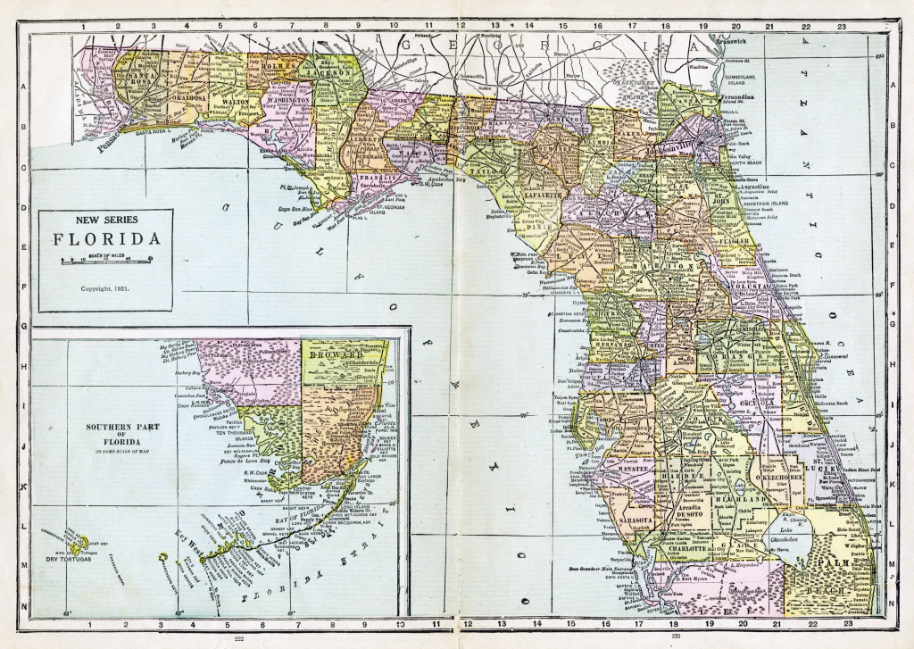 Large Detailed Old Administrative Map Of Florida With All Cities - Old Florida Road Maps