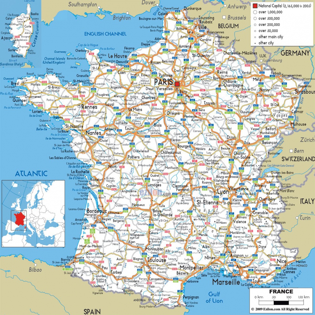 Large Detailed Road Map Of France With All Cities And Airports - Large Printable Maps