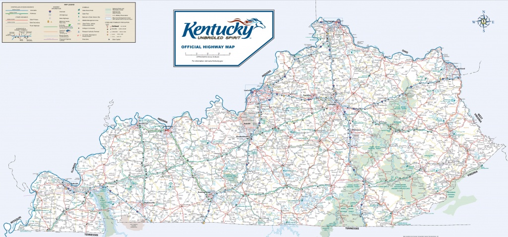 Large Detailed Road Map Of Kentucky - Printable Map Of Kentucky Counties