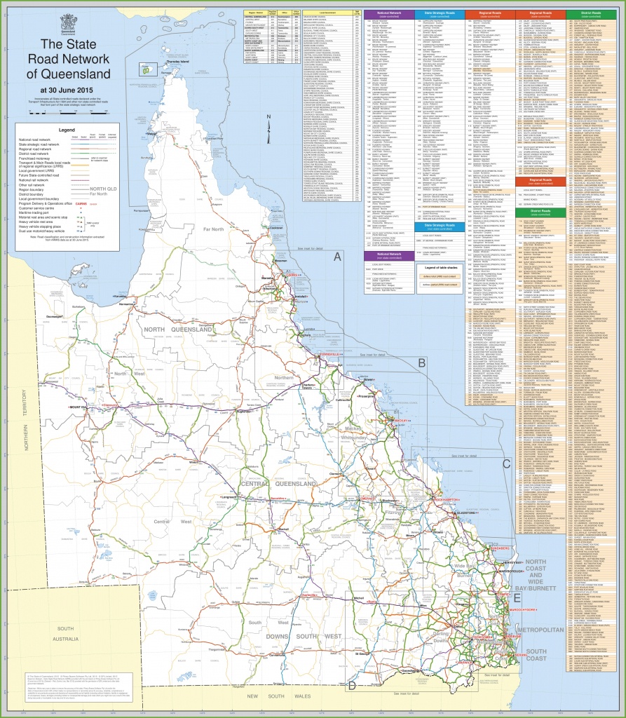 Large Detailed Road Map Of Queensland - Printable Map Of Queensland