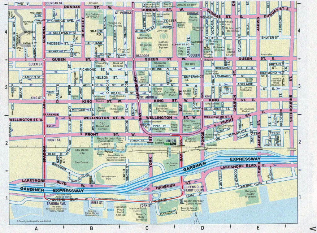 Large Detailed Tourist Map Of Downtown Of Toronto City | Vidiani - Printable Map Of Downtown Toronto