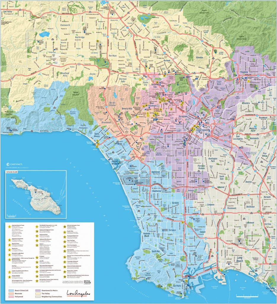 Large Detailed Tourist Map Of Los Angeles - Map Of Los Angeles California Area