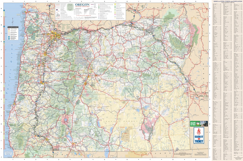 Large Detailed Tourist Map Of Oregon With Cities And Towns - Printable Map Of Oregon