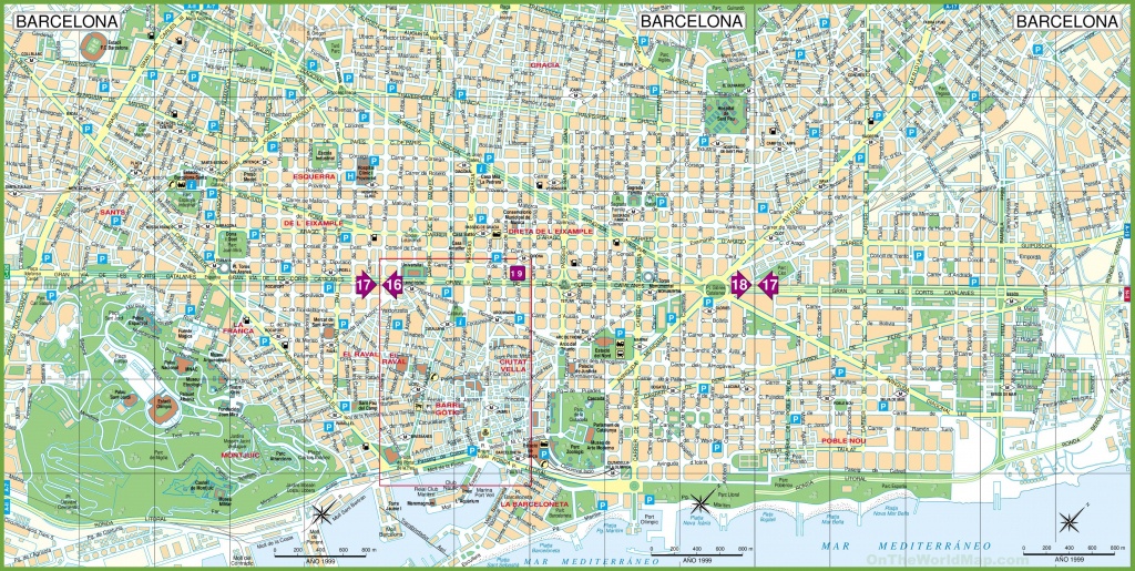 Large Detailed Tourist Street Map Of Barcelona - Barcelona Street Map Printable
