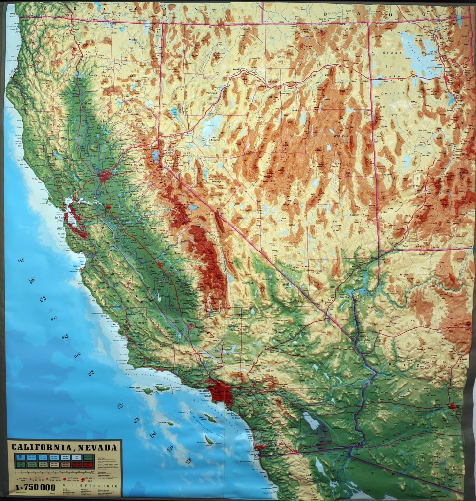 Large Extreme Raised Relief Map Of California And Nevada - California Raised Relief Map
