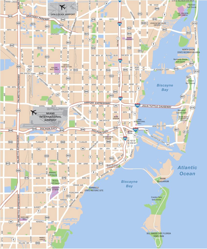 Large Miami Maps For Free Download And Print | High-Resolution And - The Map Of Miami Florida