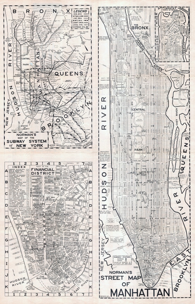 Large Scaled Printable Old Street Map Of Manhattan, New York City - Manhattan City Map Printable