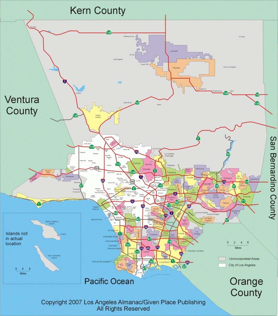 Larger Detailed Map Of Los Angeles County | Maps In 2019 | County - Printable Map Of Los Angeles
