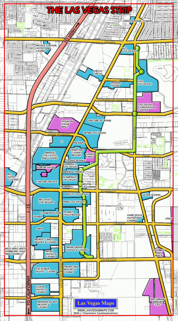 Las Vegas Maps - Las Vegas Strip Map - Printable Map Of Vegas Strip 2017