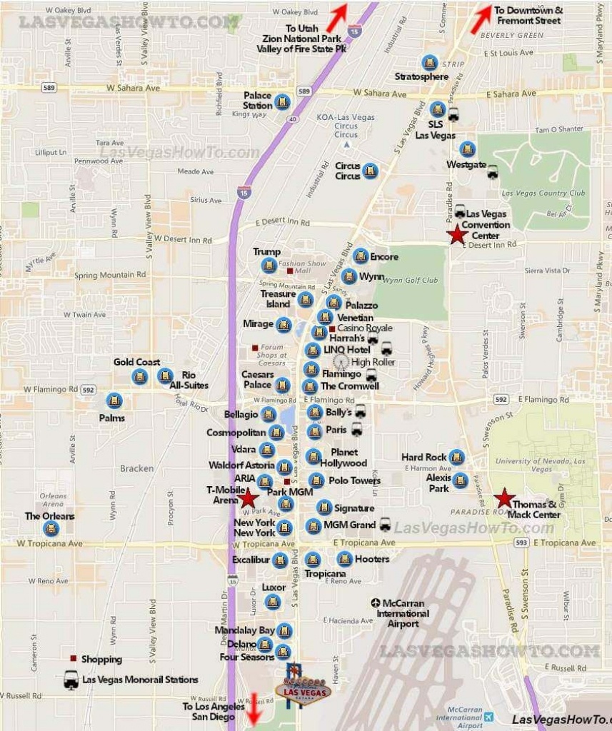 Las Vegas Strip Map (2019) | California, Etc. | Las Vegas Strip Map - Printable Map Of Vegas Strip 2017