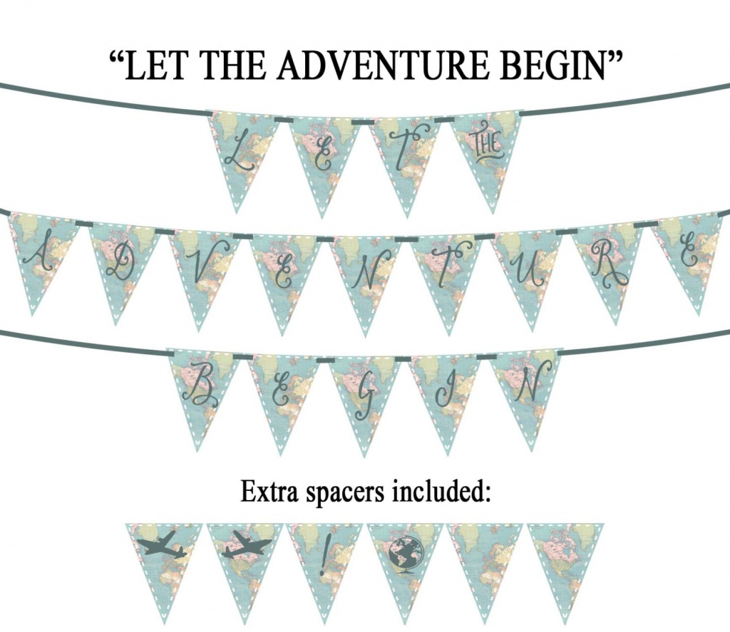 Let The Adventure Begin Vintage Map Printable Party Banner | Etsy - Printable Map Banner