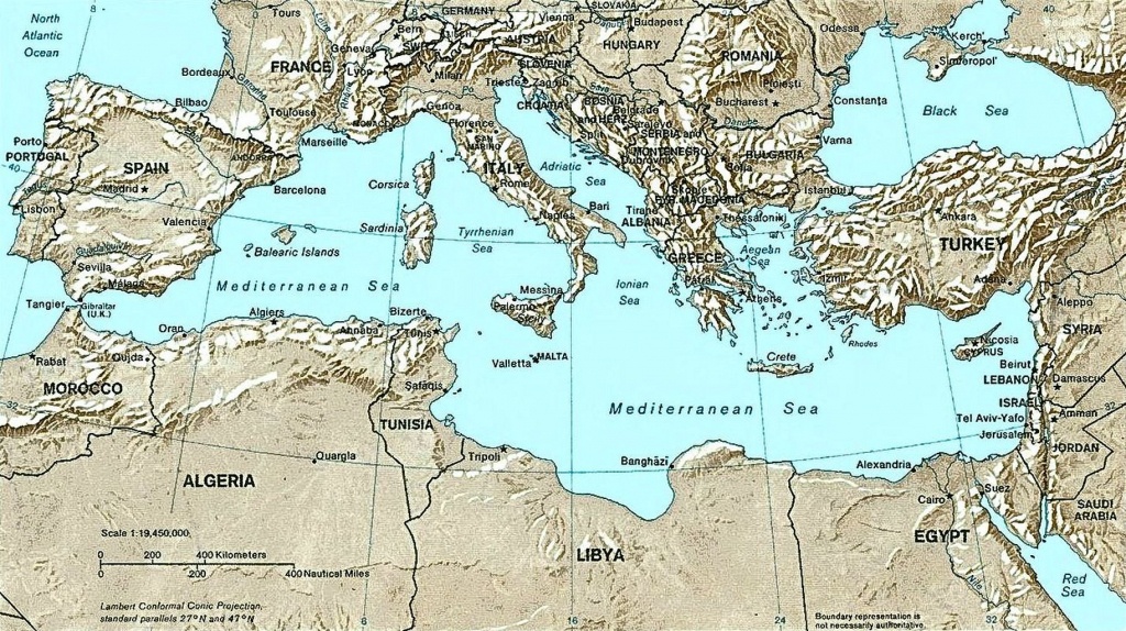 Printable Map Of The Mediterranean Sea Area Printable Maps