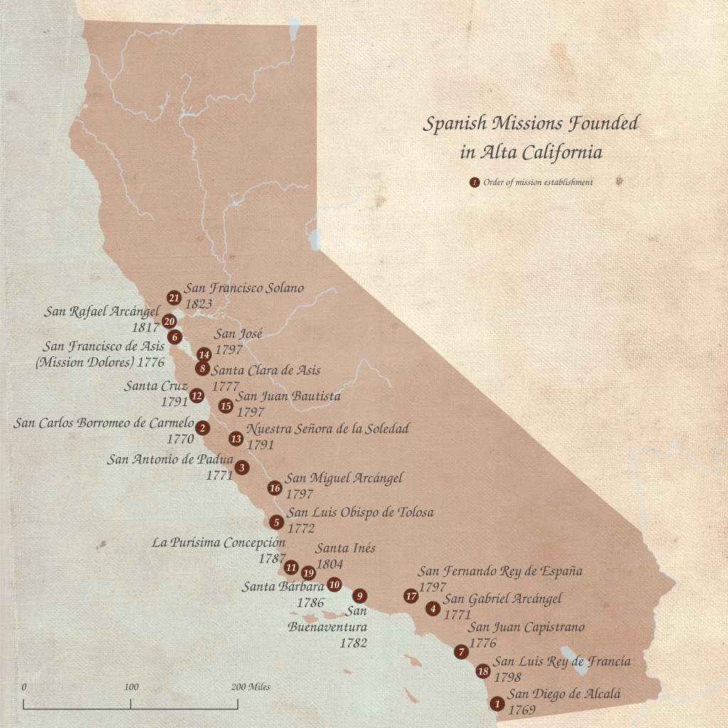 List Of Spanish Missions In California - Wikipedia - California Missions Map Printable