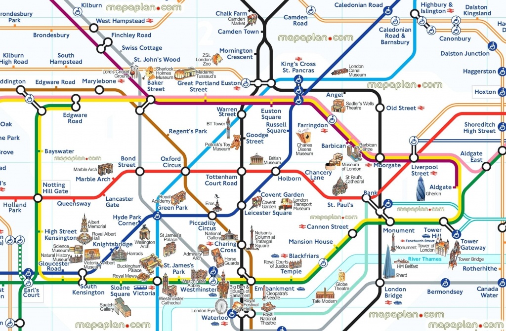 London Attraction Map With Tube – Uk Map - London Sightseeing Map Printable