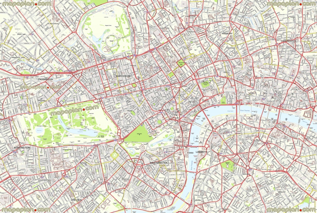London Maps – Top Tourist Attractions – Free, Printable City Street - Free Printable City Street Maps