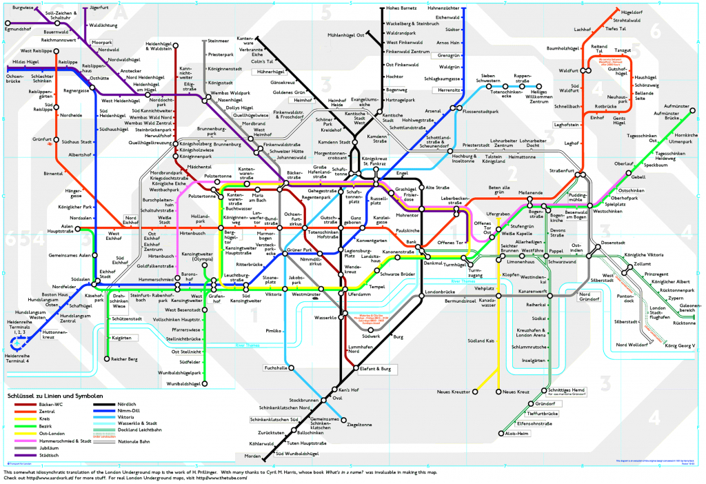 London Underground Map Translated Into German | Londoner U-Bahn-Plan - London Metro Map Printable