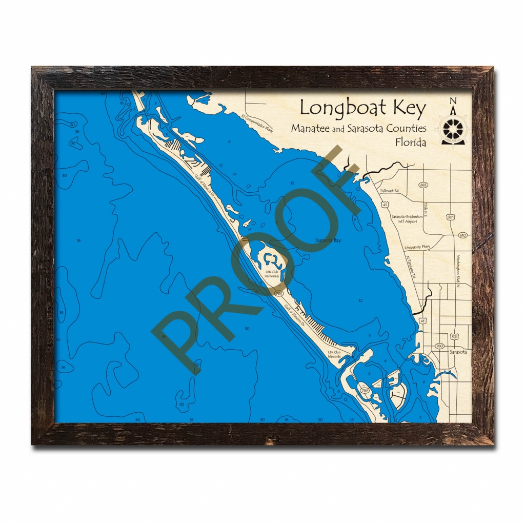 Longboat Key, Fl Nautical Wood Maps - Longboat Key Florida Map