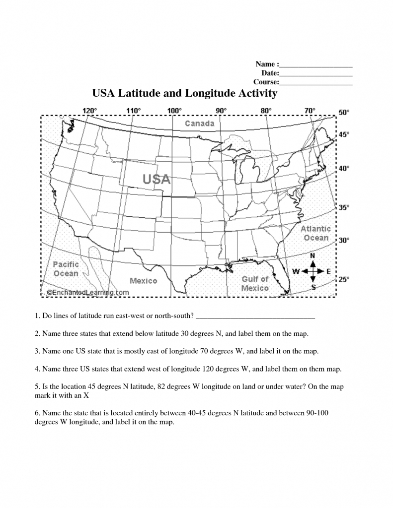 Longitude And Latitude Printable Worksheet | Latitude-And-Longitude - Us Map With Latitude And Longitude Printable