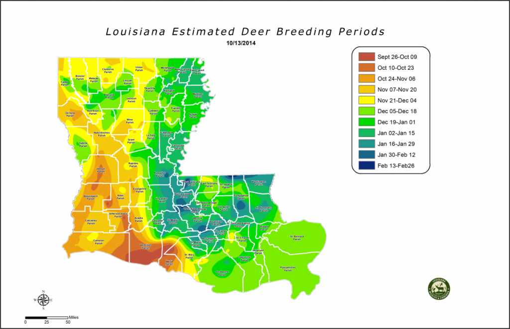 Louisiana Estimated Deer Breeding Periods | Louisiana Department Of - Texas Rut Map 2017