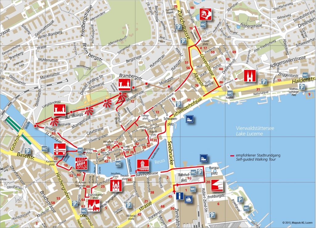 Lucerne City Maps | Switzerland | Maps Of Lucerne (Luzern) - Printable Tourist Map Of Lucerne