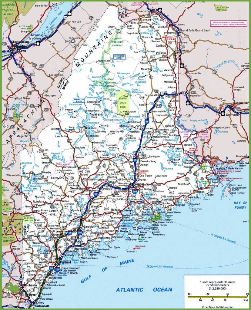 Maine Road Map - Maine State Map Printable