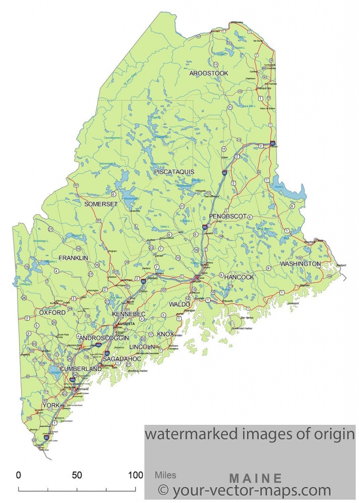 Maine State Route Network Map. Maine Highways Map. Cities Of Maine - Printable Map Of Maine Coast