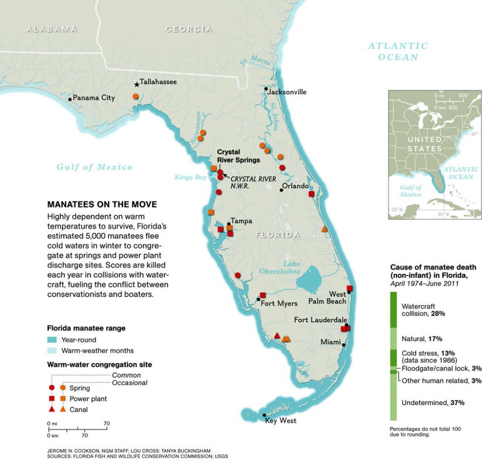 Manatee Invasion! – National Geographic Education Blog - Florida Hot Springs Map