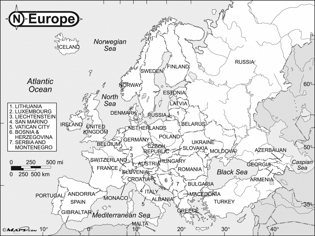 Map Europe Black And White | Sitedesignco - Europe Map Black And White Printable
