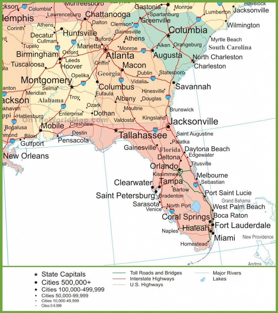 Map Of Alabama, Georgia And Florida - Florida North Map