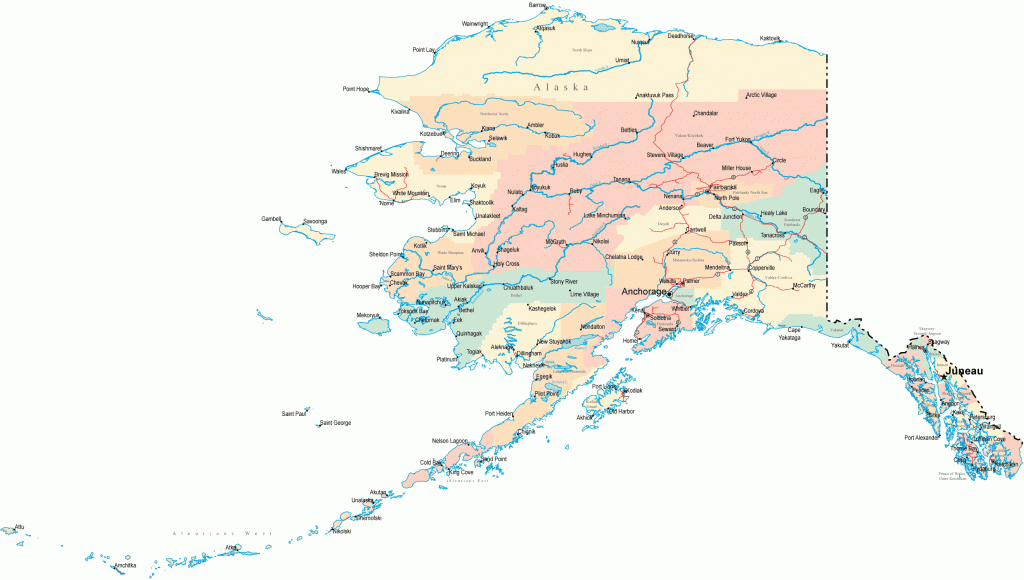 Map Of Alaska With Cities | Town | Road | River | United States Maps - Printable Map Of Alaska With Cities And Towns