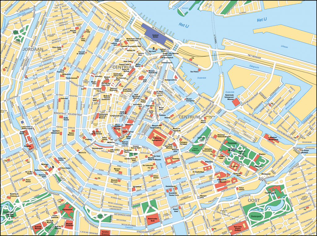 Map Of Amsterdam Tourist Attractions, Sightseeing &amp;amp; Tourist Tour - Amsterdam Street Map Printable