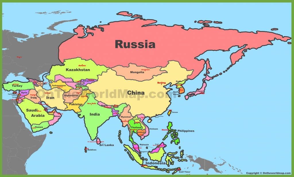 Map Of Asia With Countries And Capitals - Printable Map Of Asia With Countries And Capitals