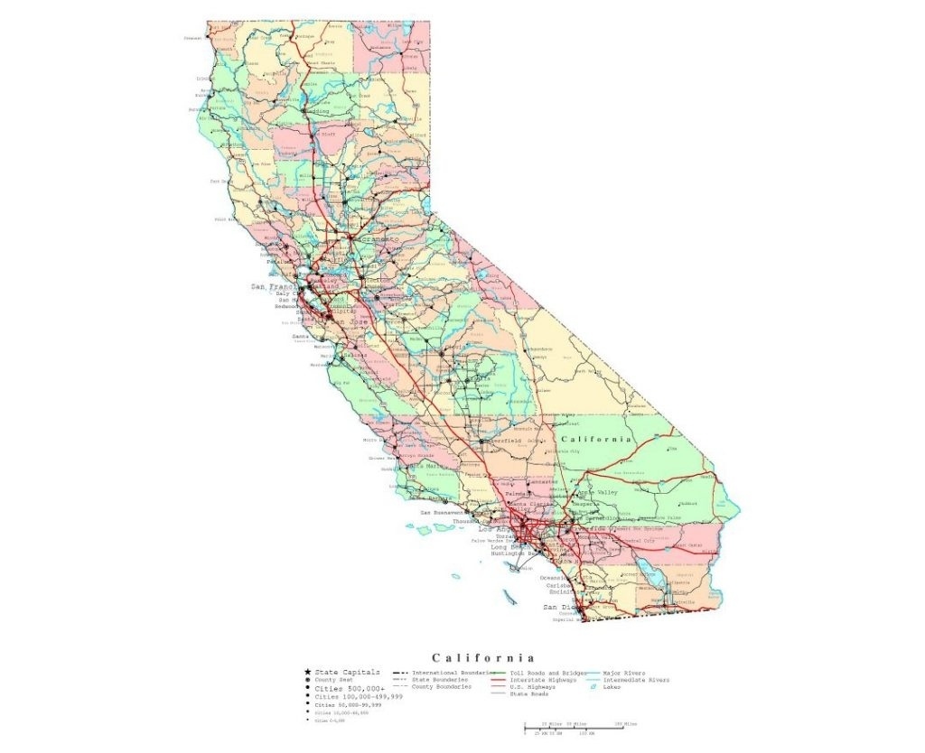 Map Of California. California County Lines Map With Cities Within - California Map With County Lines