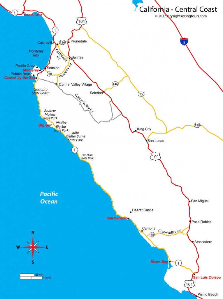 Map Of California&amp;#039;s Central Coast - Big Sur, Carmel, Monterey - Big Map Of California