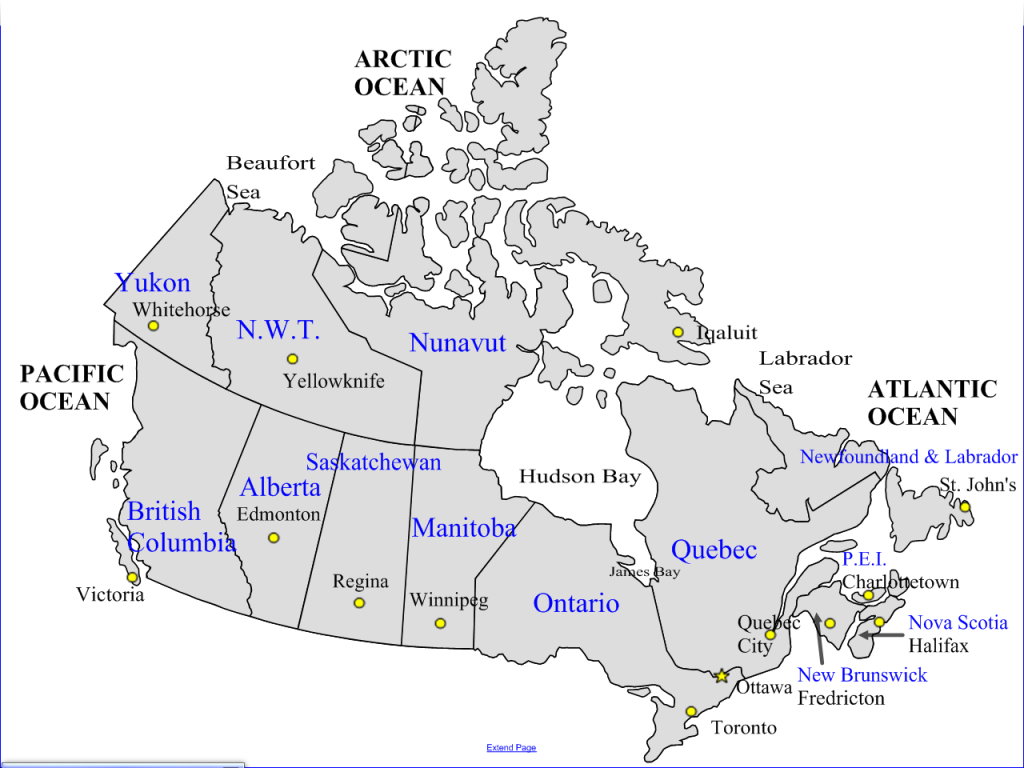 Map Of Canada With Provinces Territories And Capital Cities Map - Printable Map Of Canada With Cities