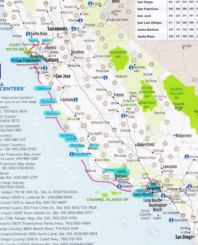 Map Of Coastal Drive From San Francisco To Los Angeles – Map Of Usa - California Coast Drive Map