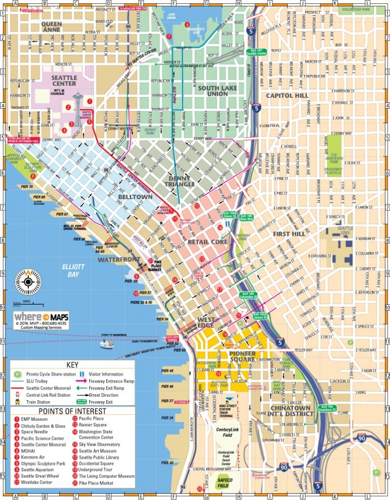 Map Of Downtown Seattle: Interactive And Printable Maps | Wheretraveler - Printable Map Of Seattle Area